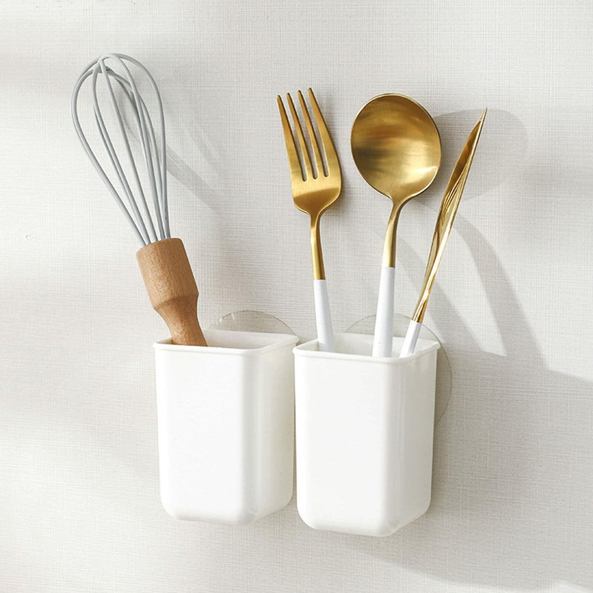 ORIJOYNA 2 Pack Wall Mounted Self-Adhesive Toothbrush Holder White