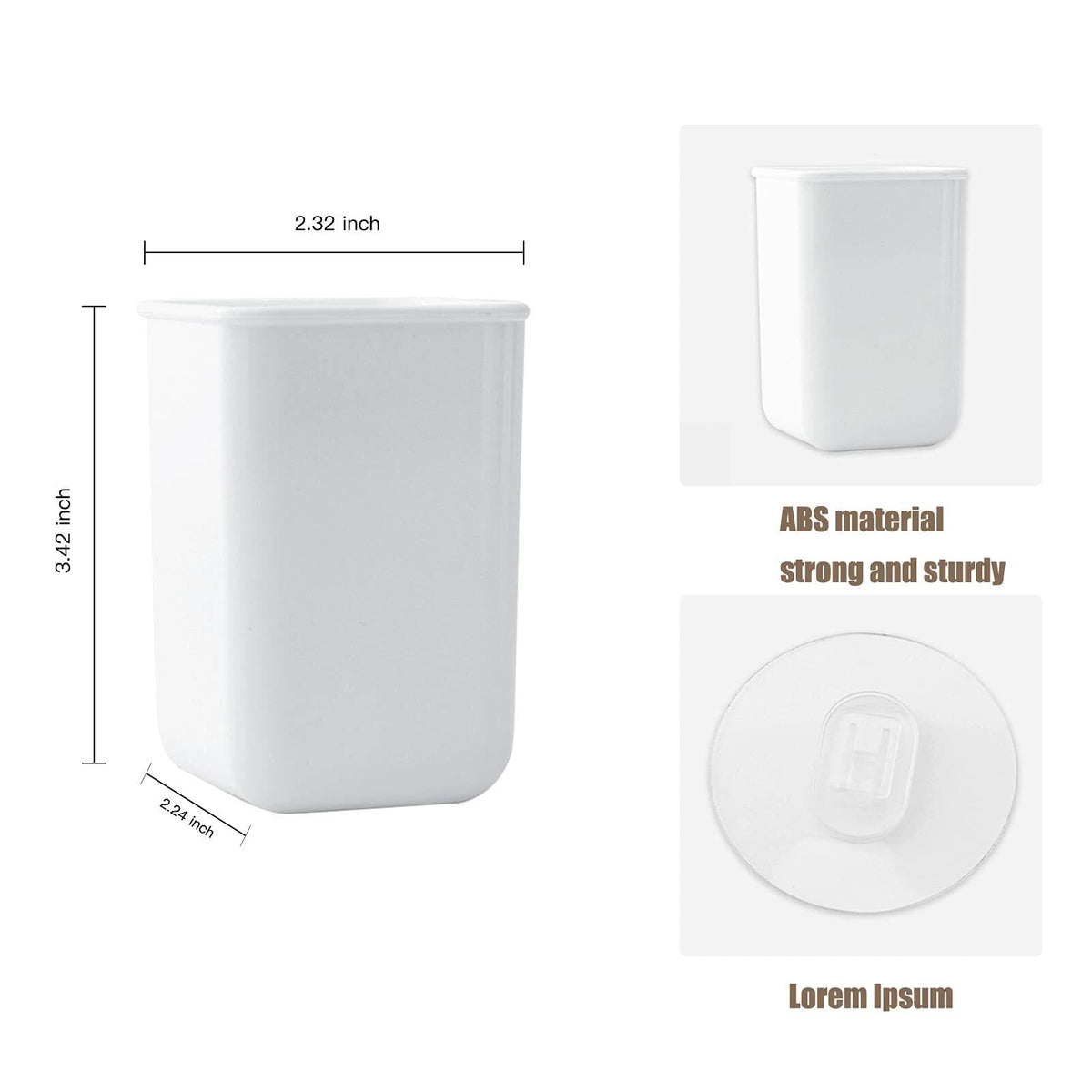 ORIJOYNA 2 Pack Wall Mounted Self-Adhesive Toothbrush Holder White