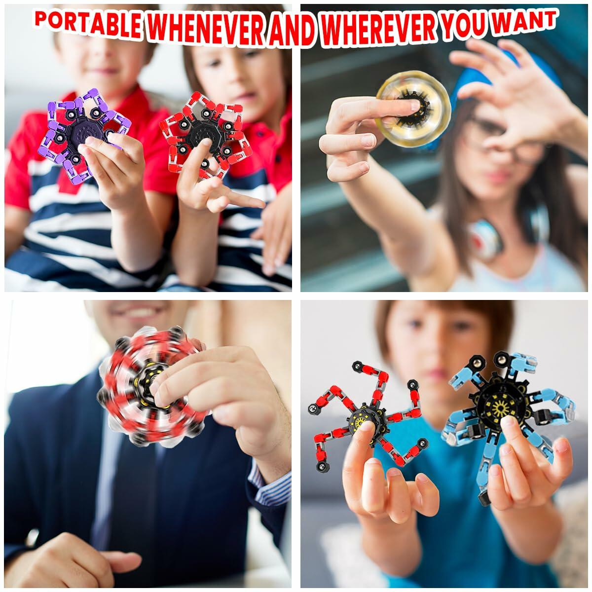 Deformation Fingertip Decompression Mechanical Gyroscope DIY Chain Red+Yellow