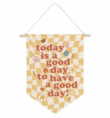 QODUNG Canvas Banner Groovy Retro 70s Wall Hanging Kids Room Decor