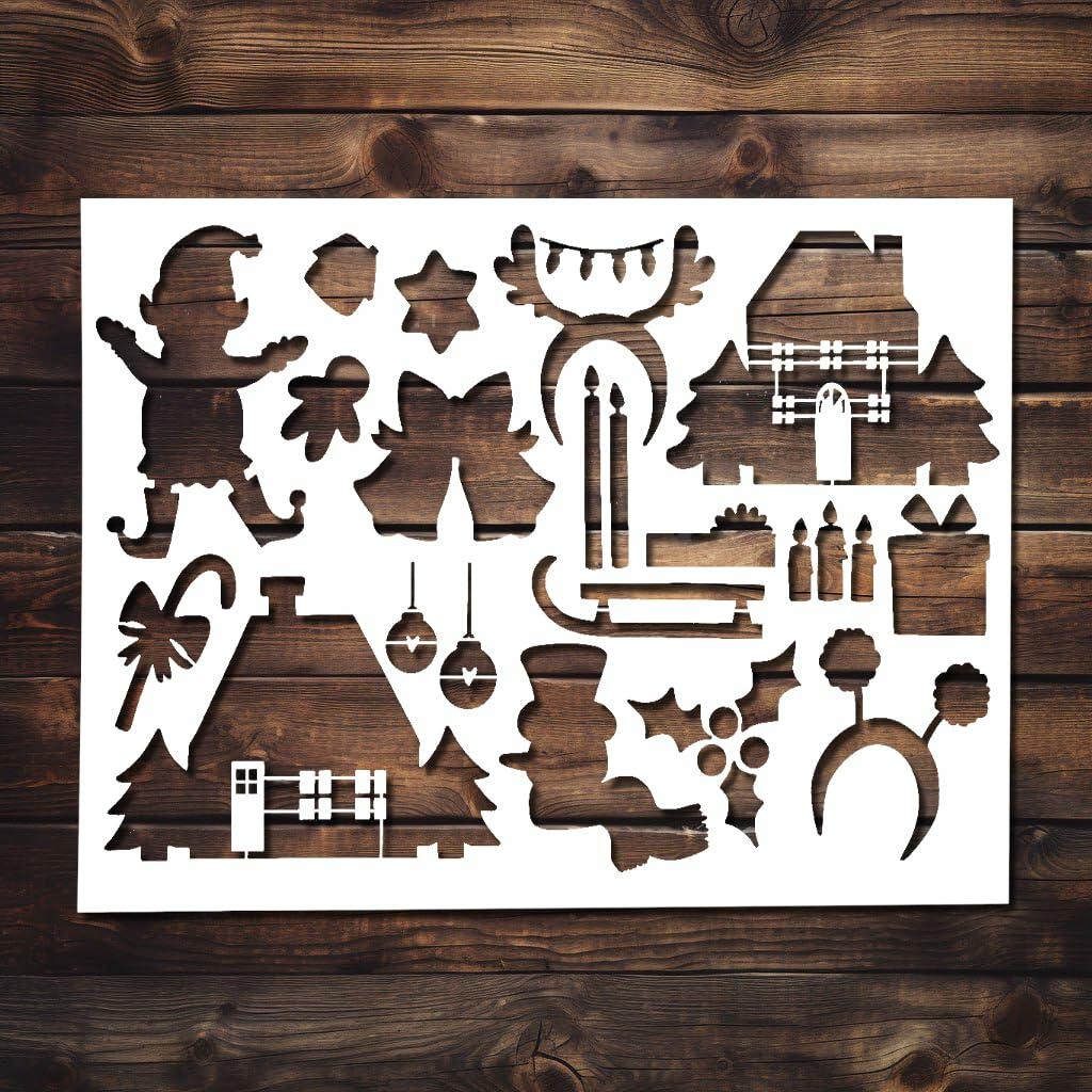 Christmas Gnome Stencil Template Reusable for Painting 8.5x11 Craft Decor