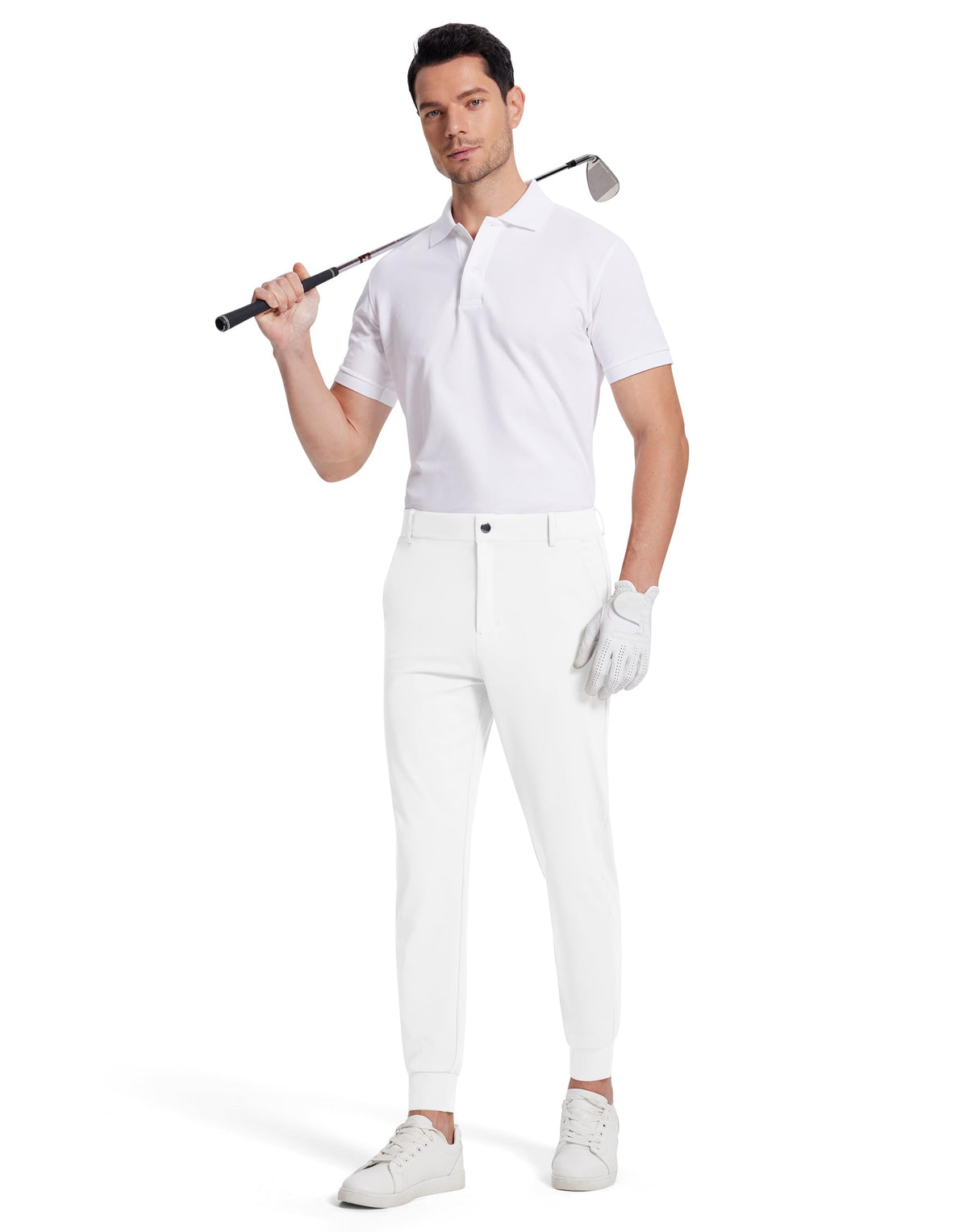 SERAMY Men's Golf Joggers Slim Fit Stretch Sweatpants 5 Pockets White Size XXL