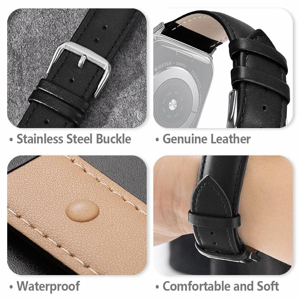 Narako Leather Apple Watch Band Compatible 41-49mm Series 9/SE Bicolor