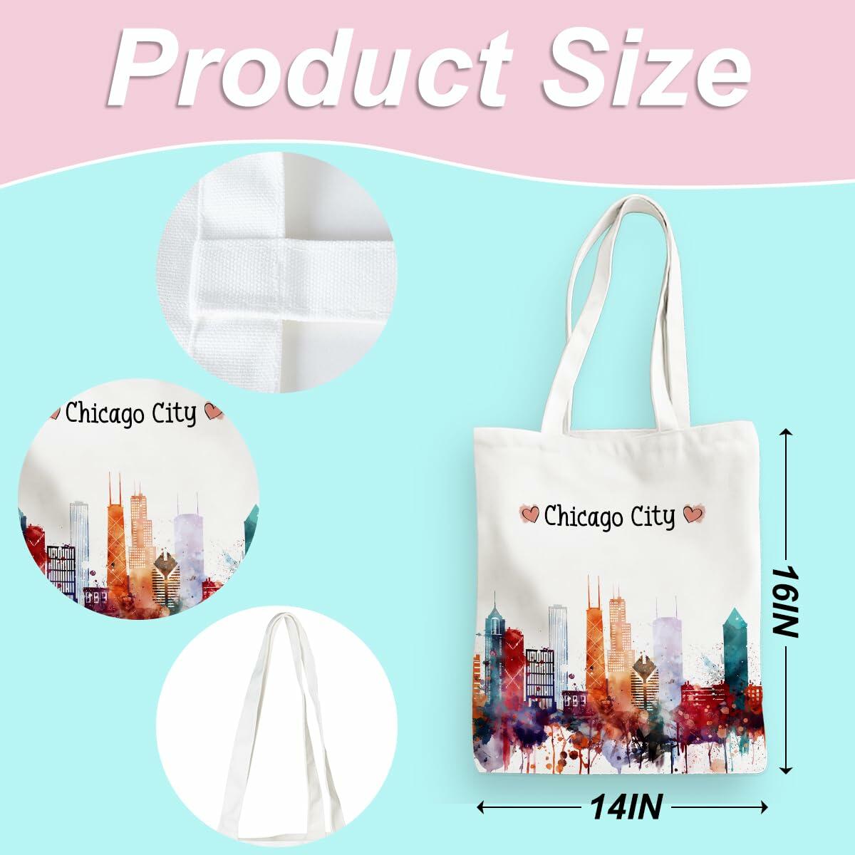 EIXU Chicago Souvenirs Girls Trip Tote Bag Reusable Beach Bag Multi