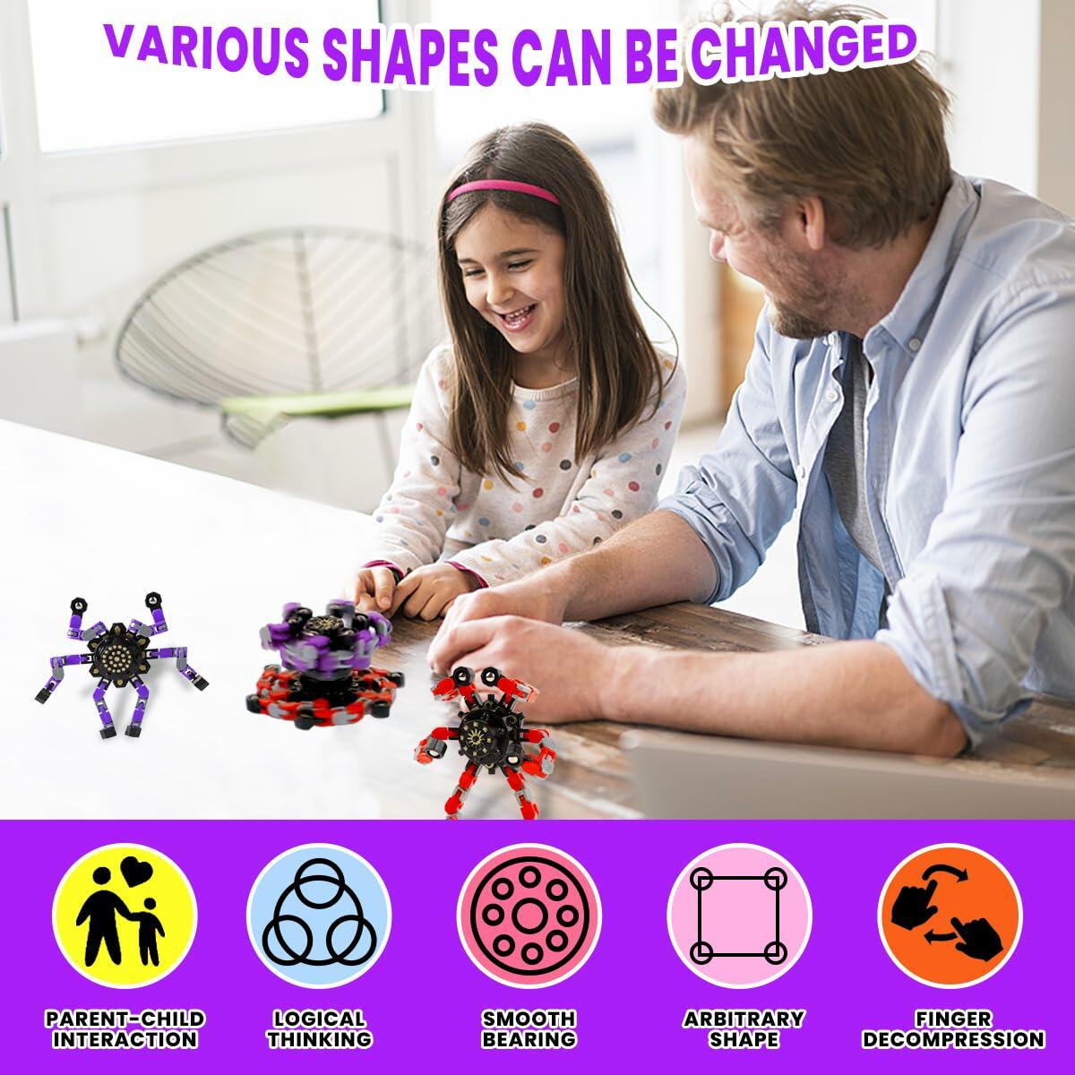 Deformation Fingertip Decompression Mechanical Gyroscope DIY Chain Red+Purple