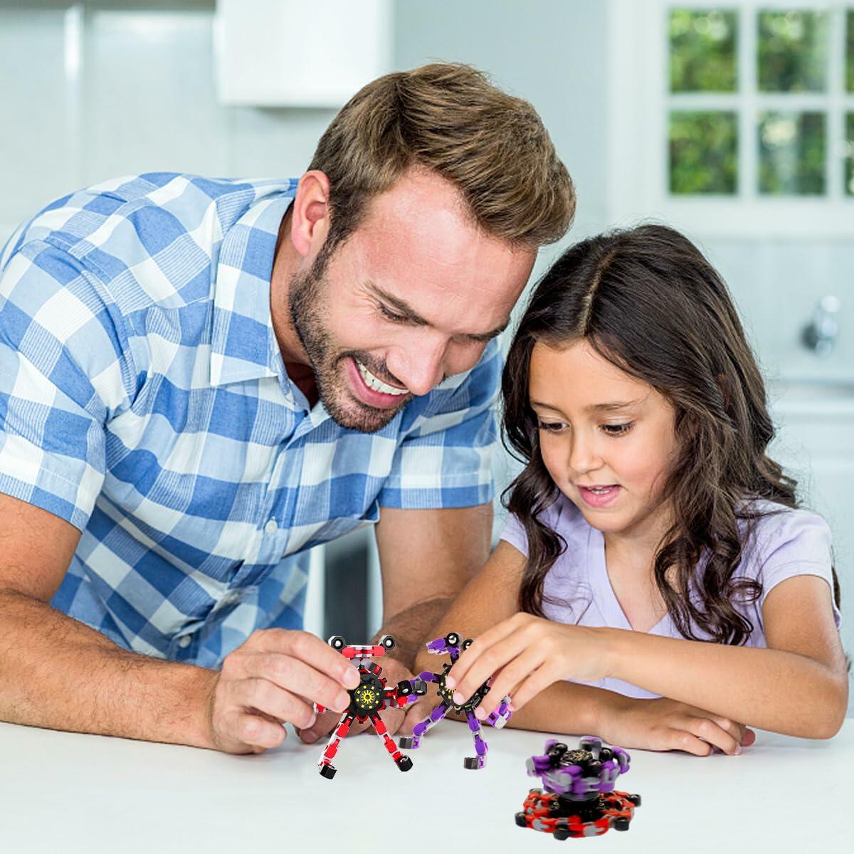 Deformation Fingertip Decompression Mechanical Gyroscope DIY Chain Red+Purple