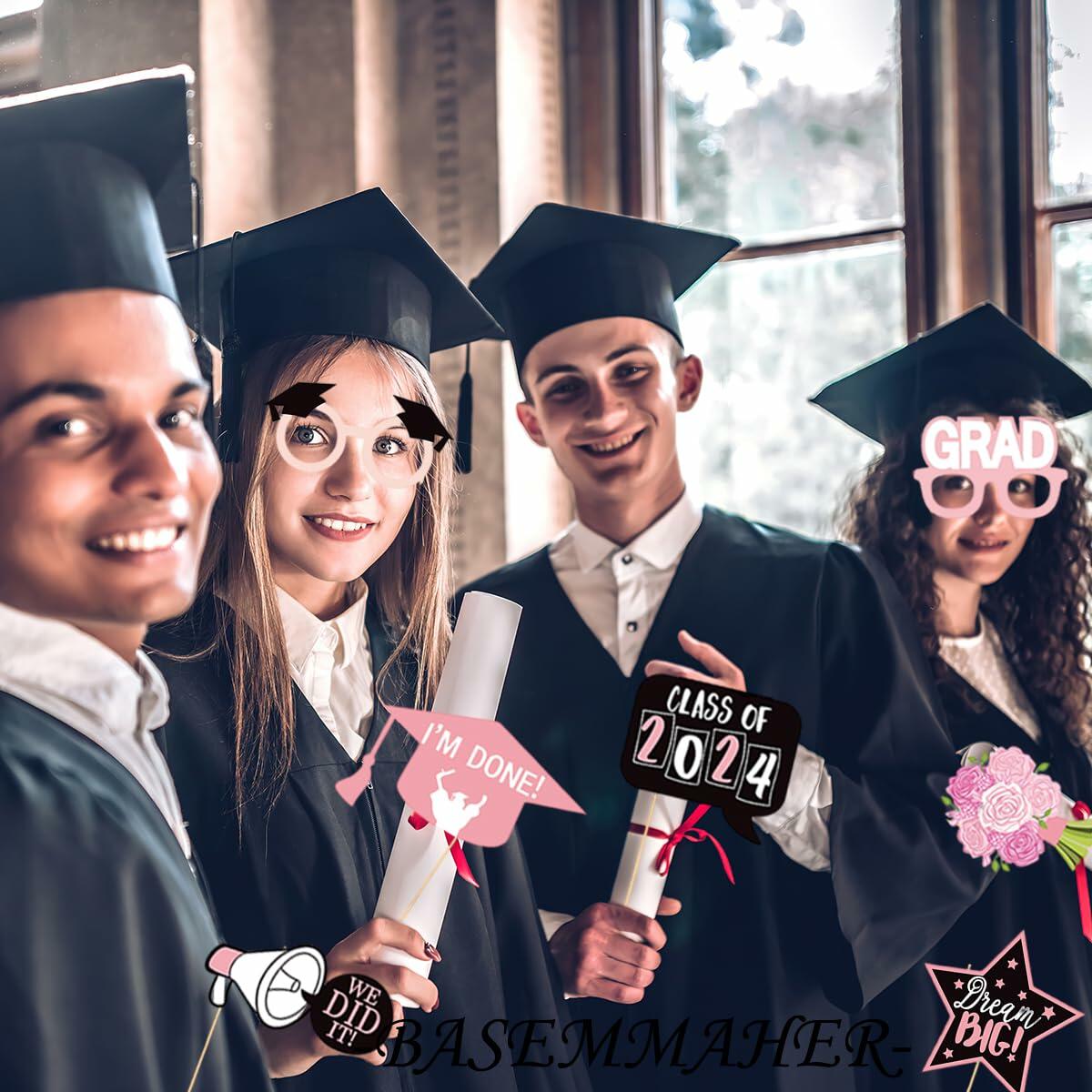 Graduation Photo Booth Props 24Pcs Party Supplies 2024 Class Congrats Grad