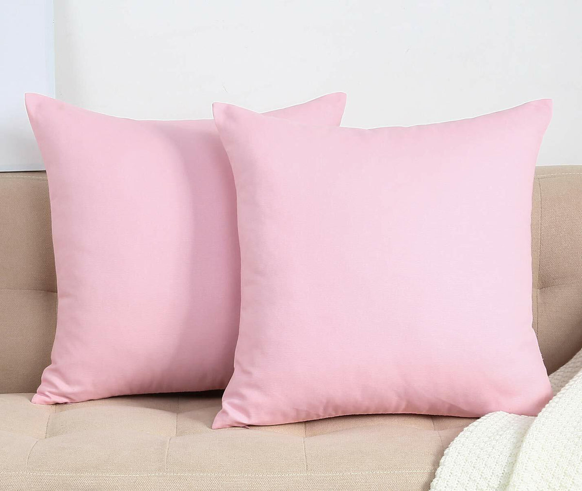 TangDepot Handmade Decorative Cotton Canvas Throw Pillow Covers 14x14 Salmon