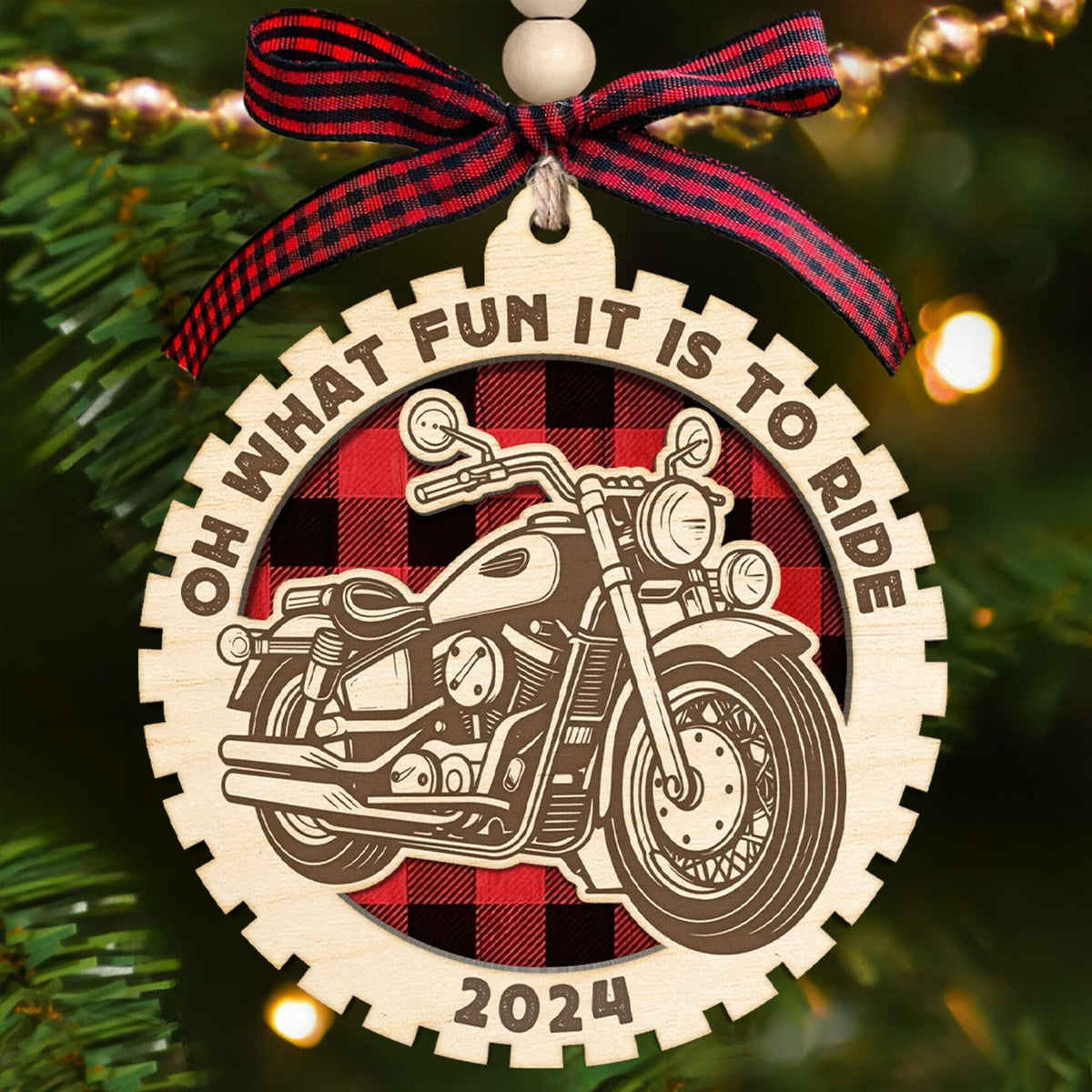 Motorcycle Wood Christmas Tree Ornaments 2024 Handmade Wooden Xmas Decor