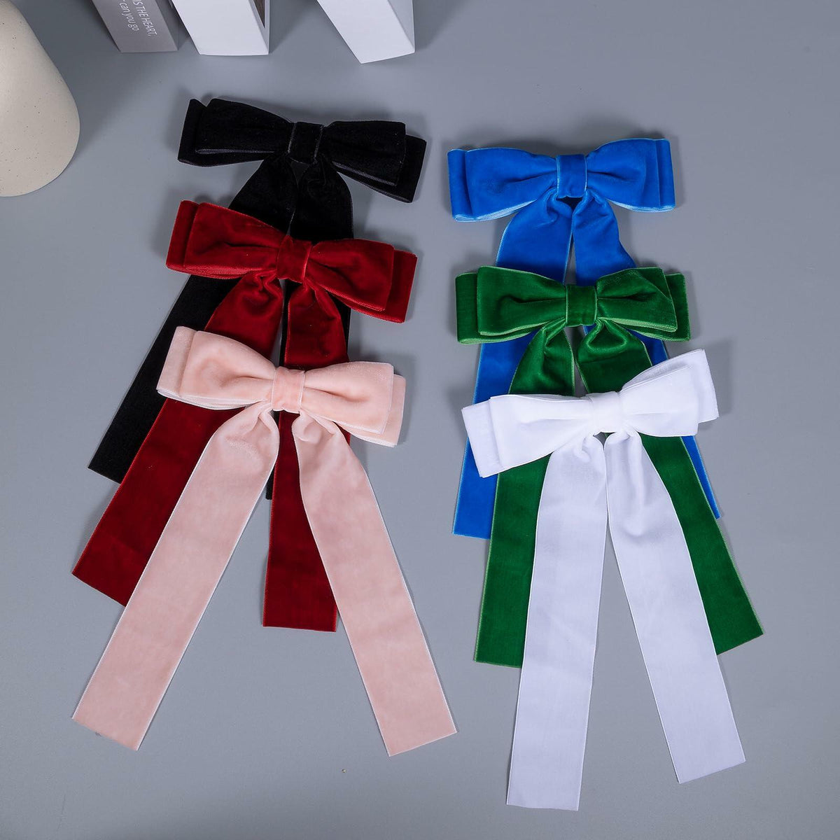 6 Colors Velvet Bow Hair Ties Hair Styling Accessories for Women Girls