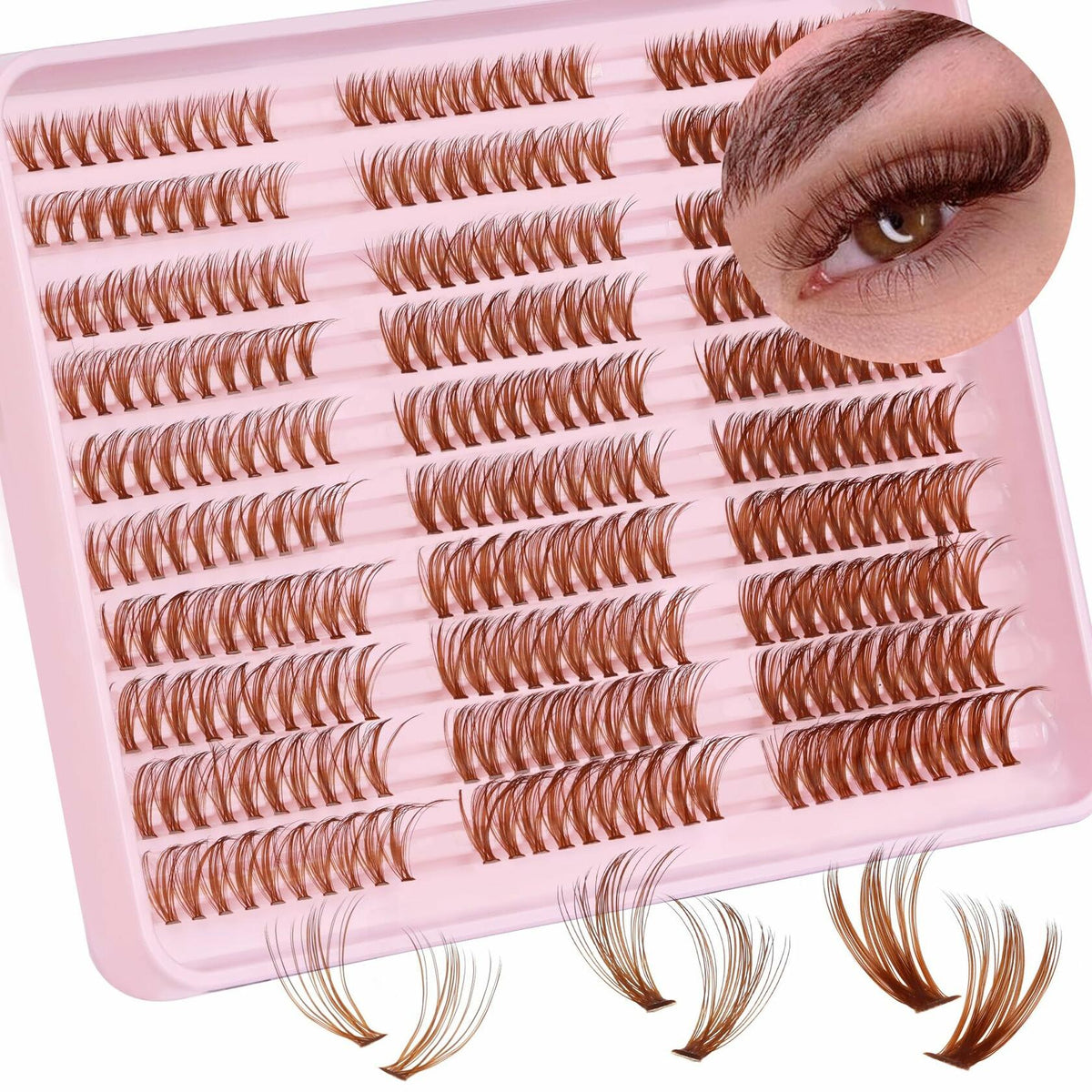 Losha Lash Clusters Wispy Brown D Curl 9-16mm 300pcs