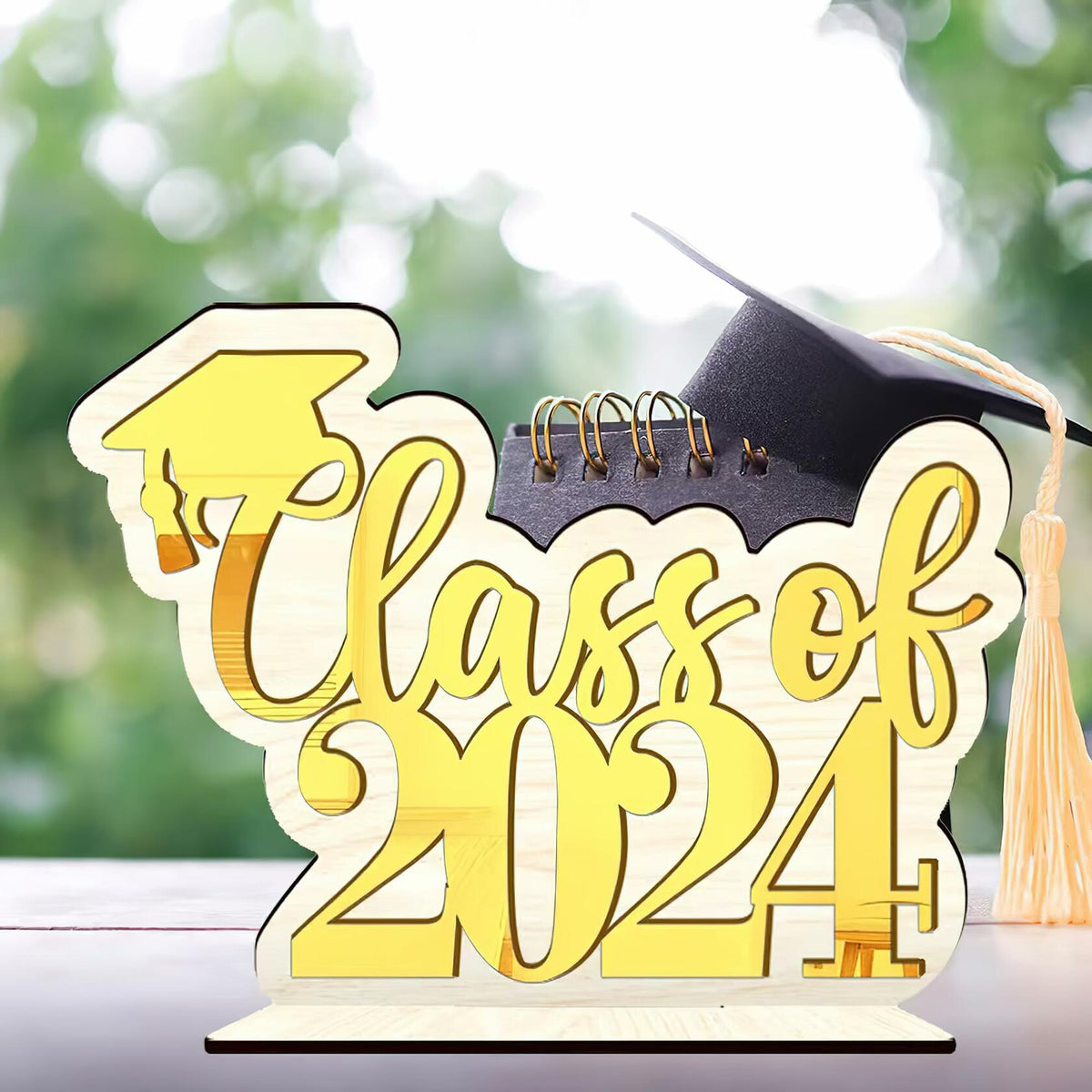 Graduation Decorations Class of 2024 Gold Centerpiece Desktop Ornament