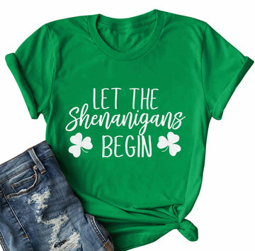 St Patricks Day Shirt Women Shamrock Funny Tee Green Size M