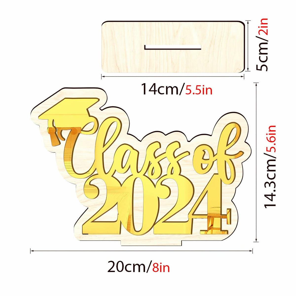 Graduation Decorations Class of 2024 Gold Centerpiece Desktop Ornament