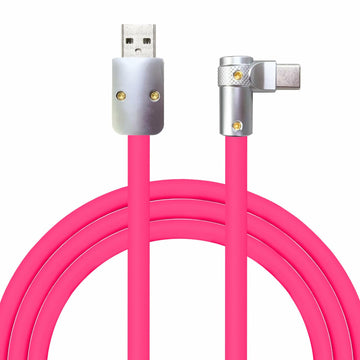 chubbycable FlexElbow Pro 90° 240W USB-A to USB-C Cable Rose Red 0.32FT