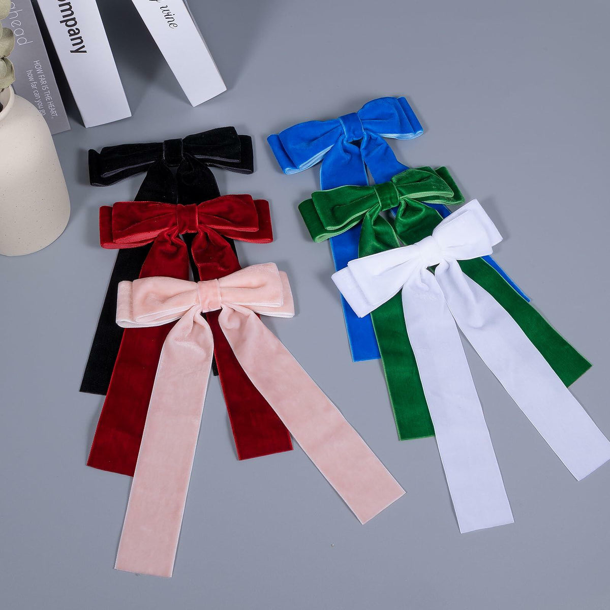 6 Colors Velvet Bow Hair Ties Hair Styling Accessories for Women Girls