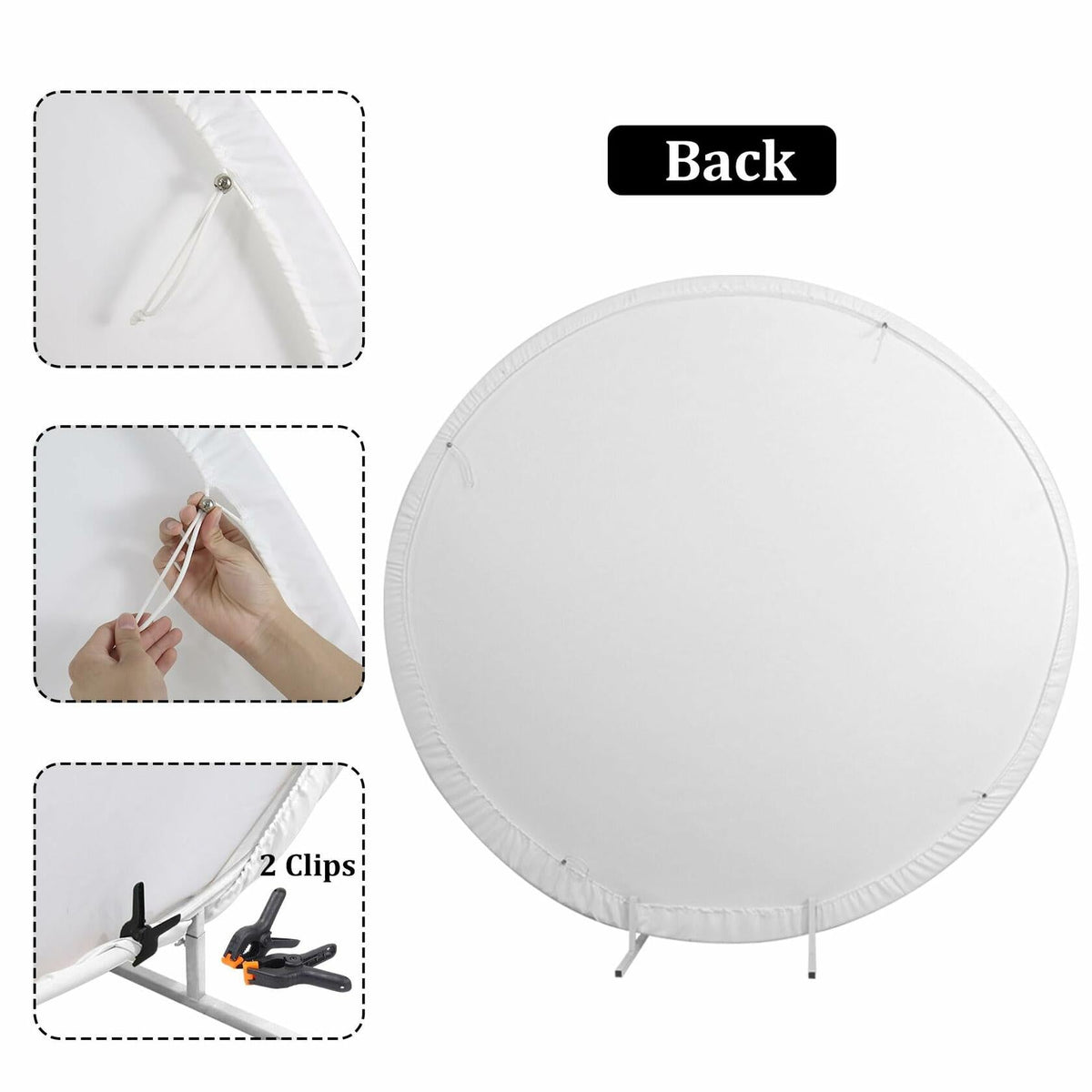 Baocicco 6ft Cartoon Bear Rabbit Round Backdrop White Clouds Watercolor