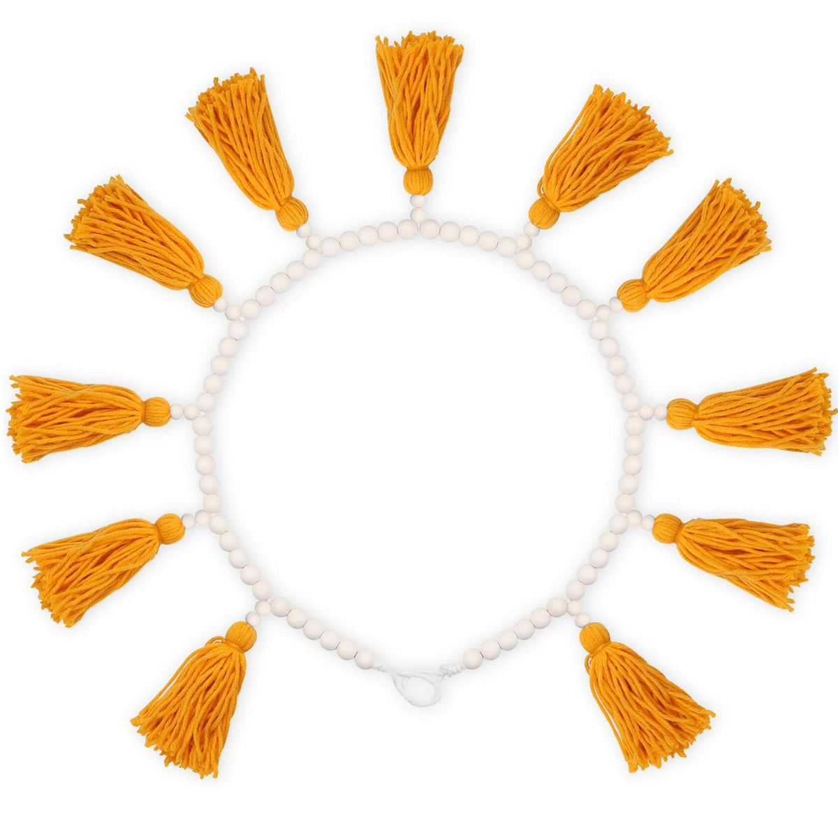Tassels Garland Wood Bead Boho Decor Macrame Banner Yellow Nursery Baby Shower