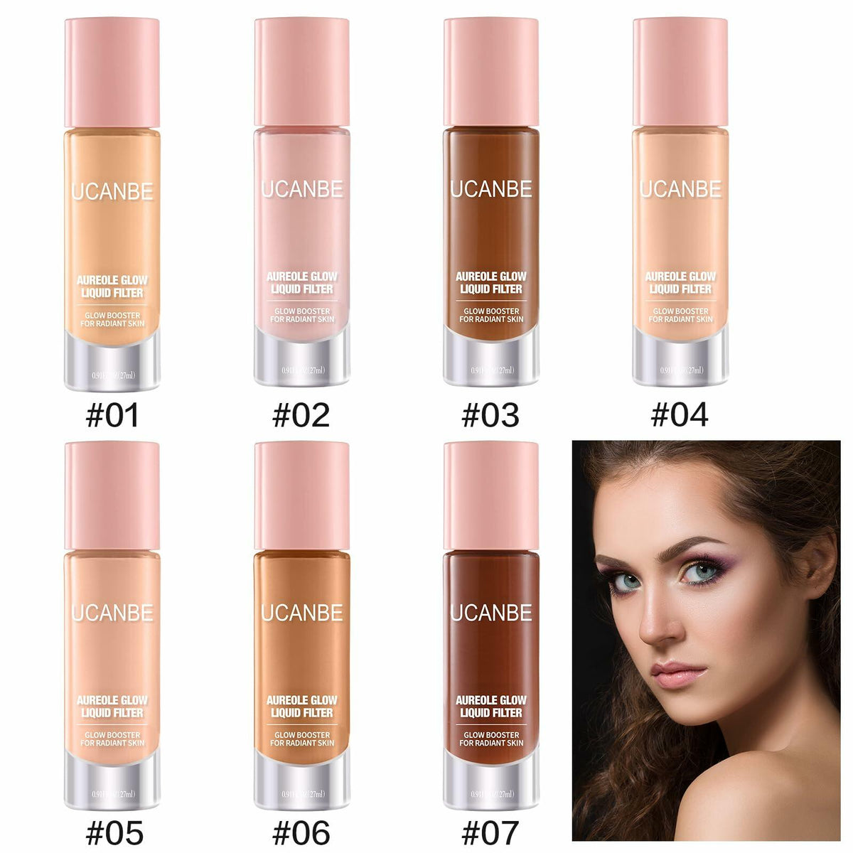 UCANBE Halo Glow Liquid Filter Face Complexion Booster 0.91oz Medium Tan