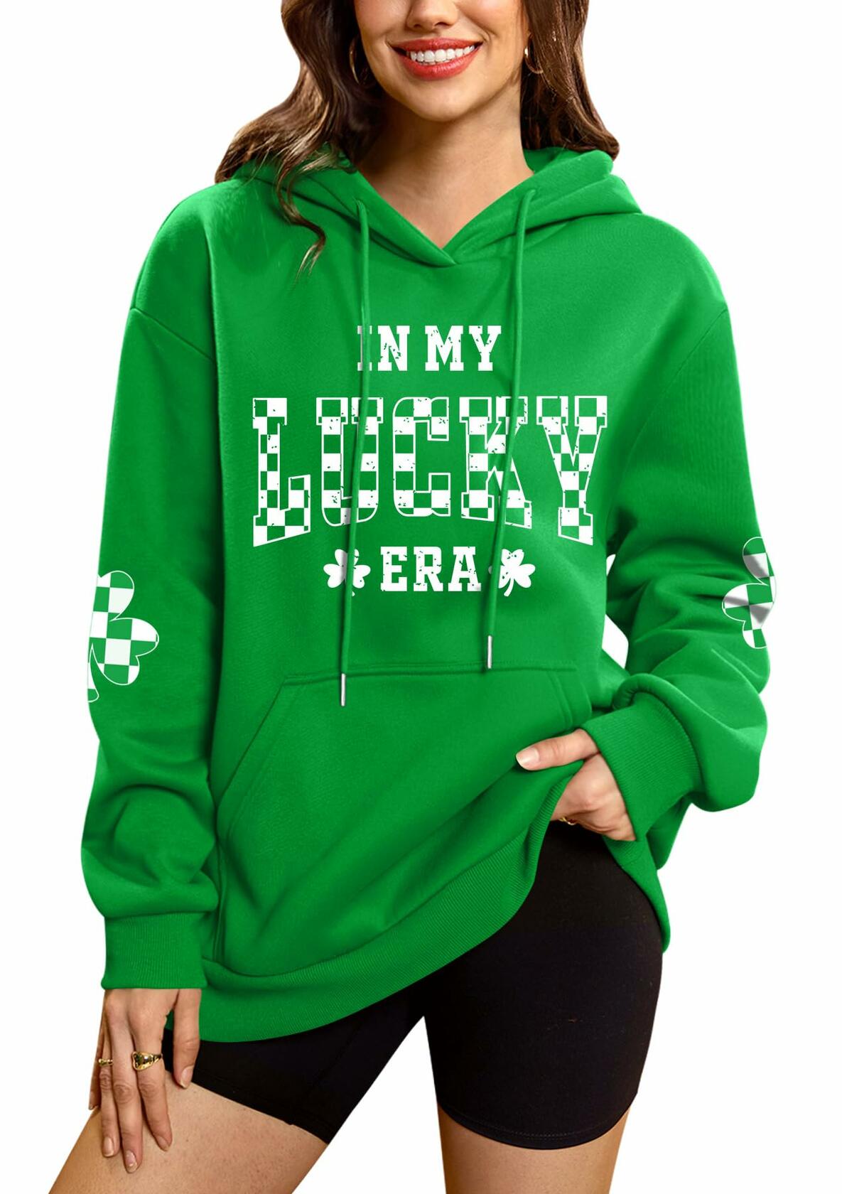 For G and PL Women's St Patricks Oversized Clover Hoodie Green Size 2XL