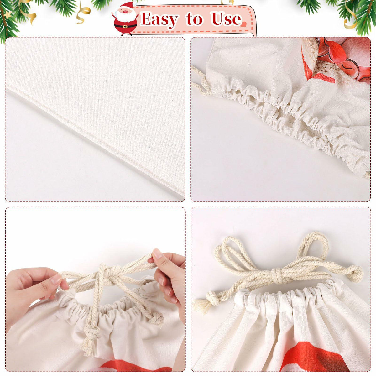 CCINEE Canvas Santa Sack Personalized Letter J Drawstring Red 27x20in