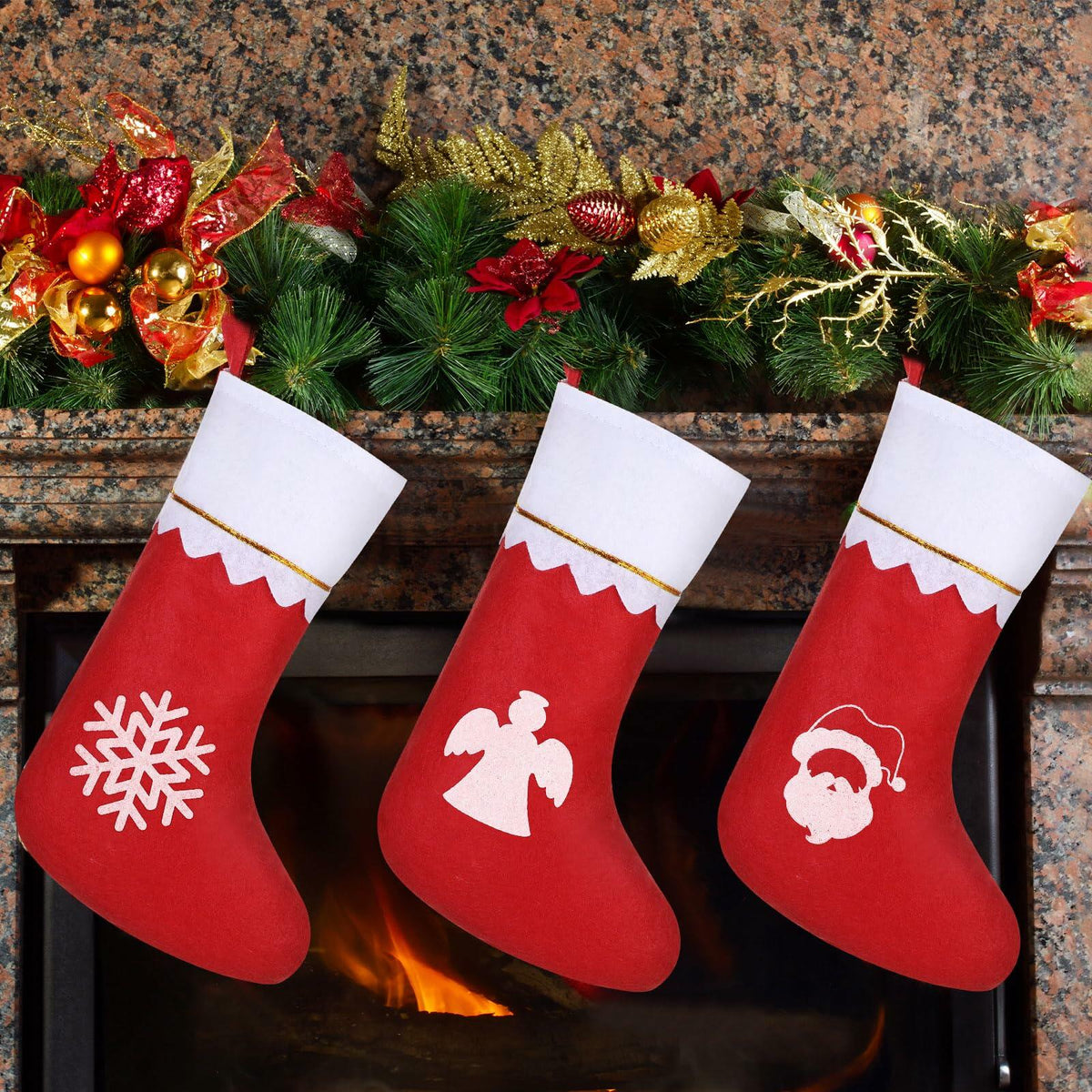 Zubebe 200 Pcs Red Felt Christmas Stockings Rustic Xmas Decor 15 Inch
