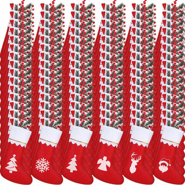 Zubebe 200 Pcs Red Felt Christmas Stockings Rustic Xmas Decor 15 Inch