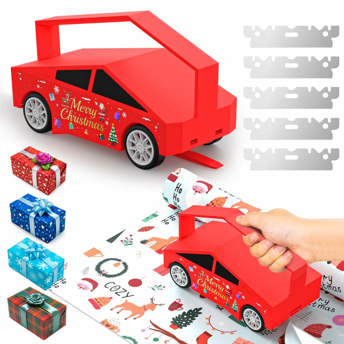 Gift Wrapping Paper Cutter Sliding with 5 Replaceable Blades Holiday Tool