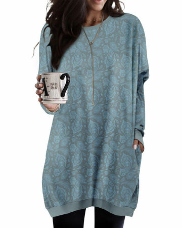 KISSMODA Women's Long Sleeve Tunic Top Casual with Pockets Size M