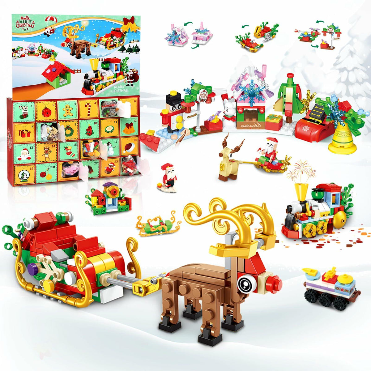 Advent Calendar 2024 Building Blocks Set 12-in-1 Countdown to Christmas