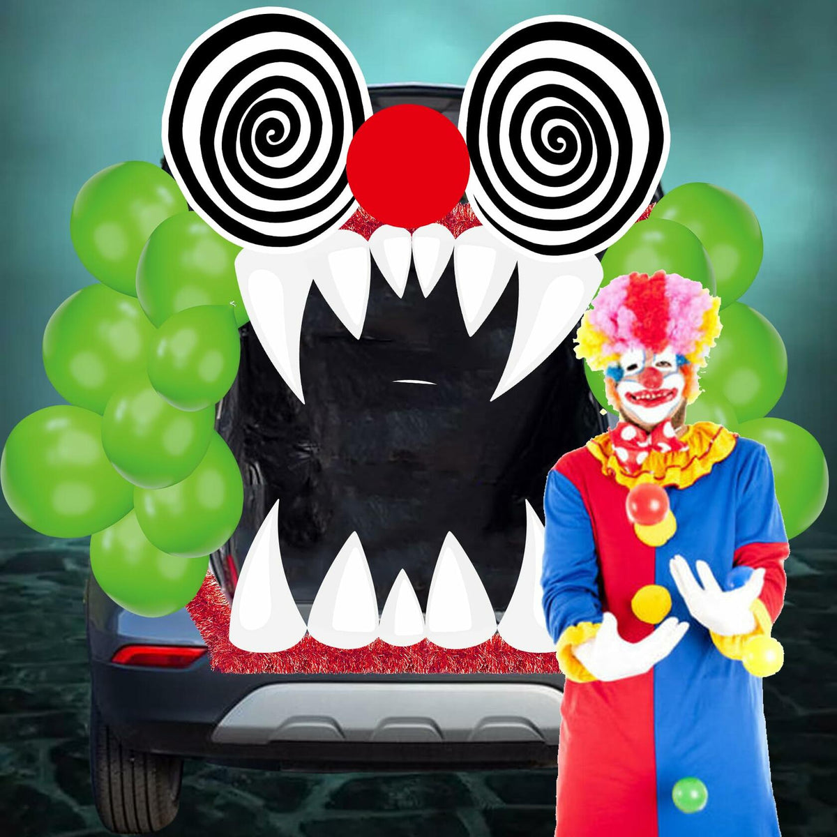 Halloween Trunk Or Treat Car Decorations Kit Clown Stickers Door Archway