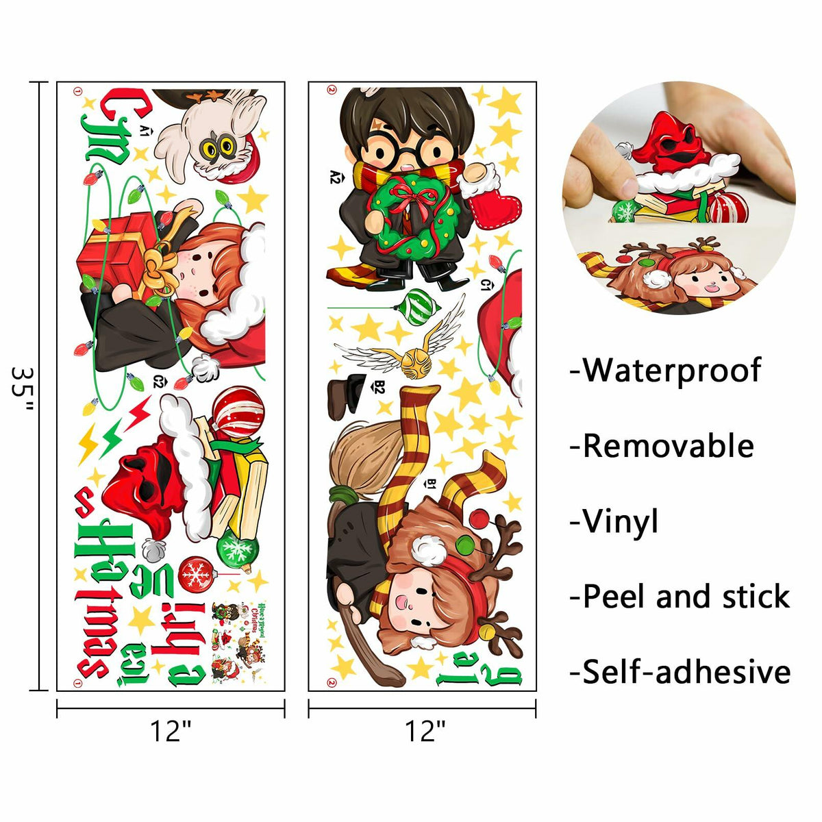 Mfault Magical Christmas Wall Decals Stickers Xmas Wizard Owl Decor