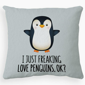 Voatok Penguin Love Decorative Throw Pillow Case 18x18 inch Yolk Yellow