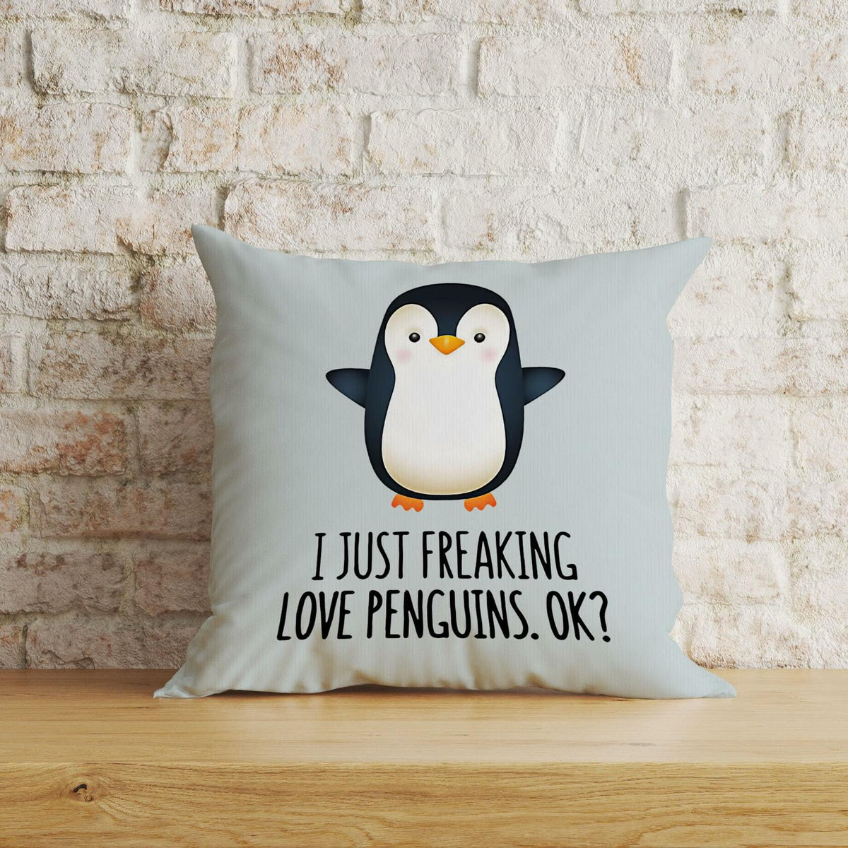 Voatok Penguin Love Decorative Throw Pillow Case 18x18 inch Yolk Yellow