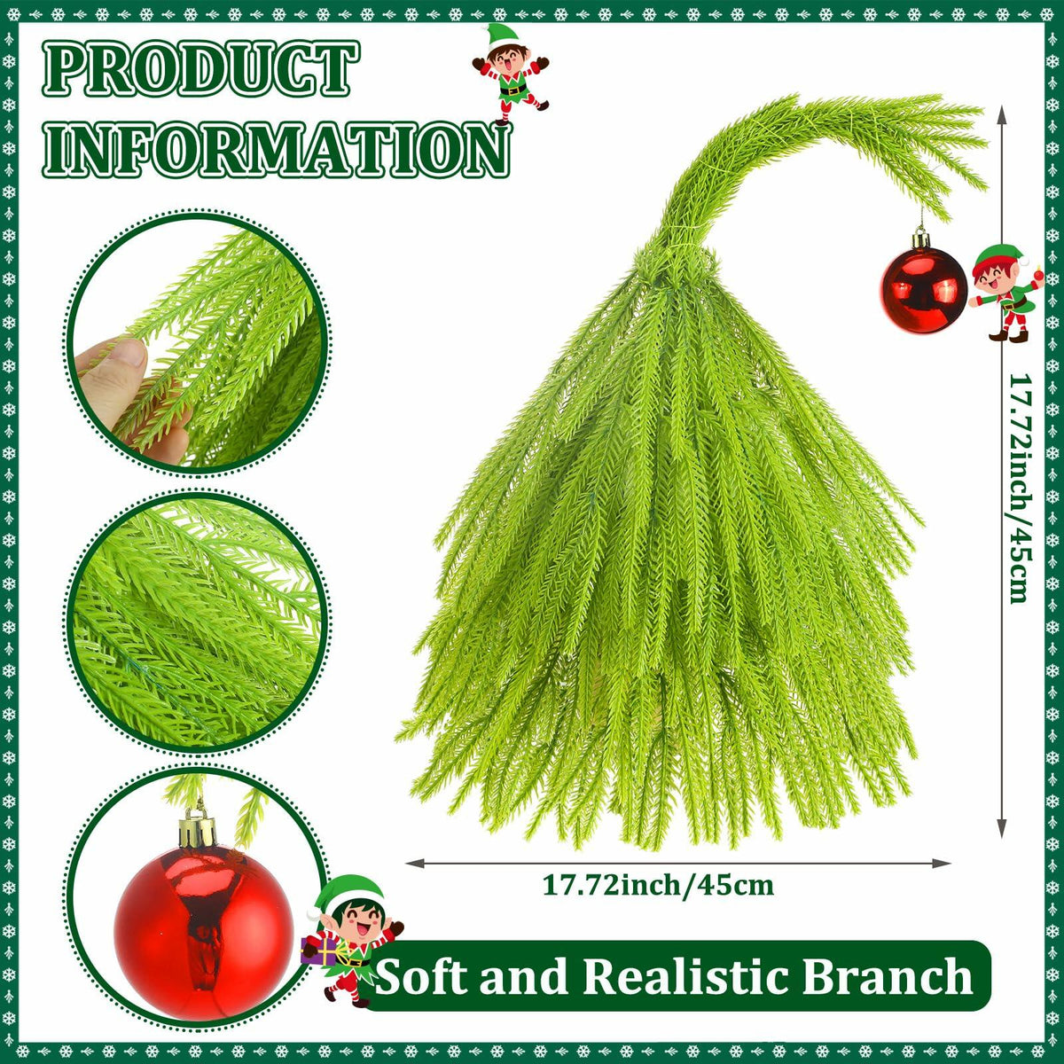 Civaner 18 Inch Lime Green Mini Artificial Christmas Tree with Red Ball