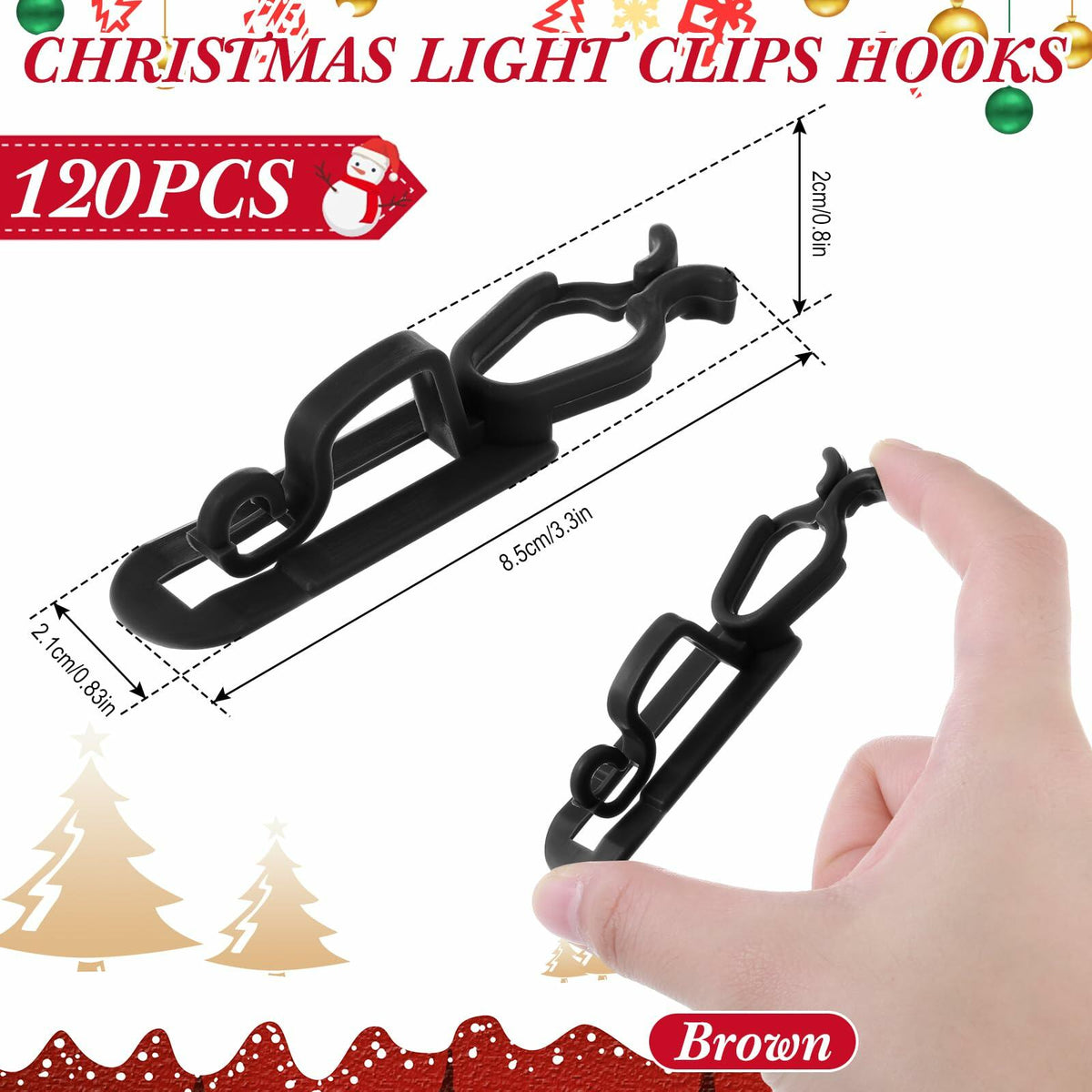 Blulu 25 Pcs Light Clips Hooks Gutter Clips for C9 C7 C6 Roof Black