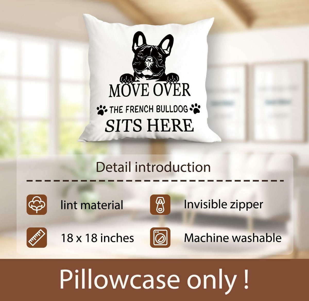 Huester French Bulldog Pillow Covers Dog Decor Gifts 18x18