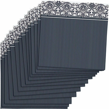 Elegant Lace Navy Paper Cocktail Napkins 5''x5'' Pack of 20 Premium