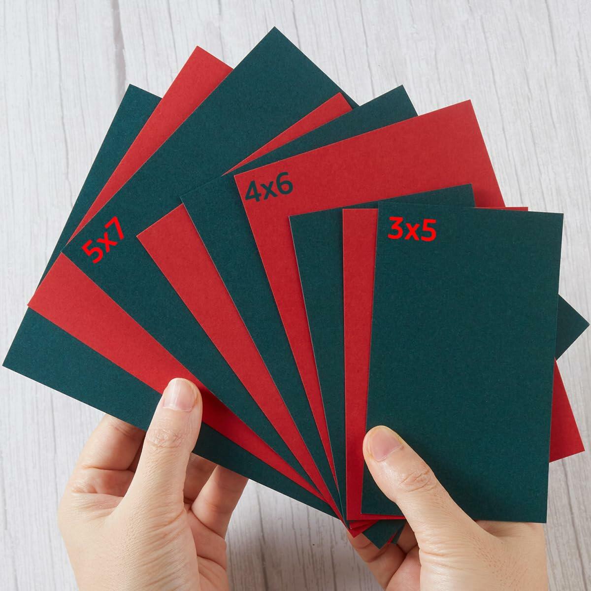 100 Sheets Christmas Cardstock Paper 250 GSM Thick 5x7in Green Red