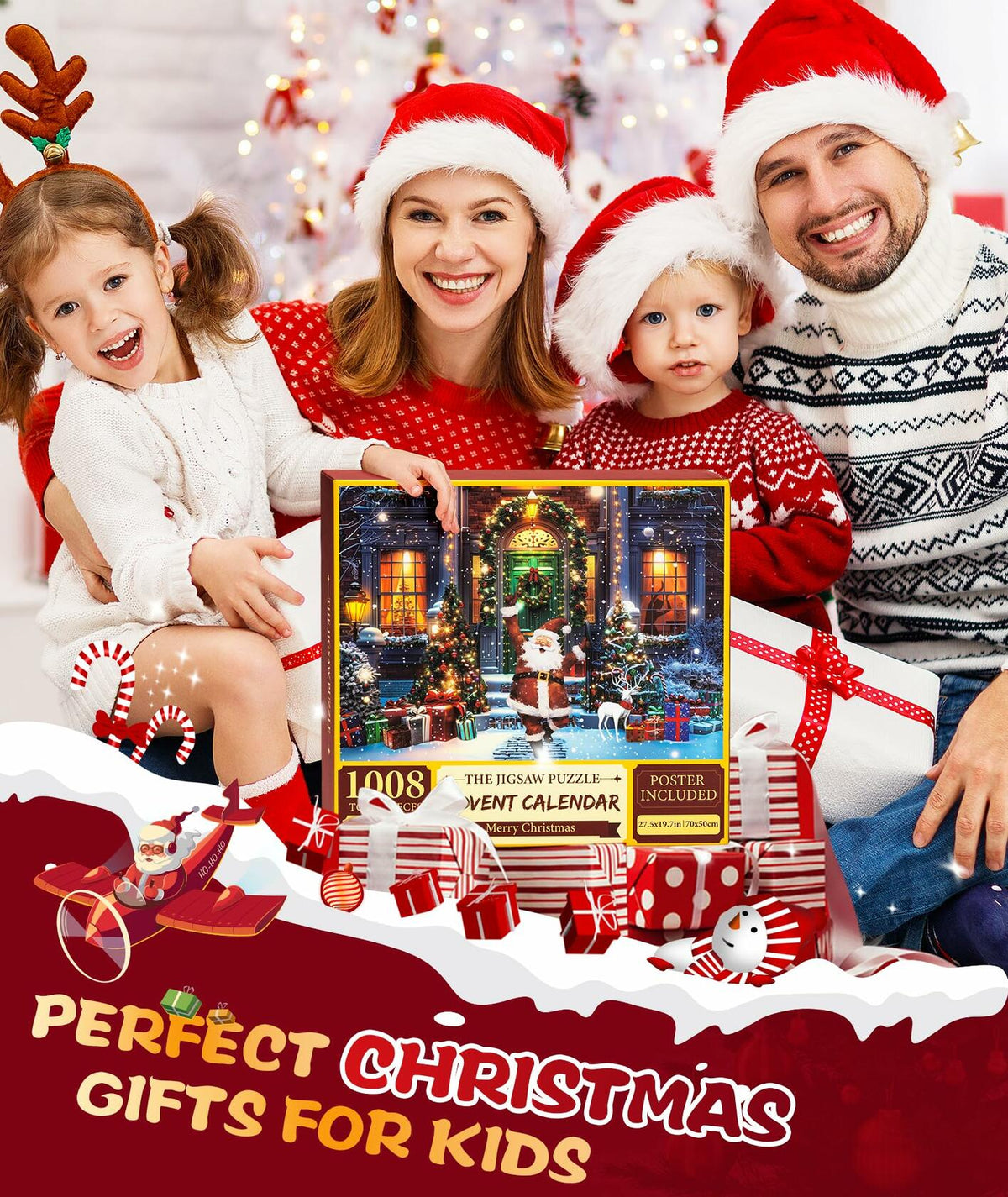 Protado 2025 Christmas Advent Calendar Puzzle 1008 Pieces 27.5x19.7in