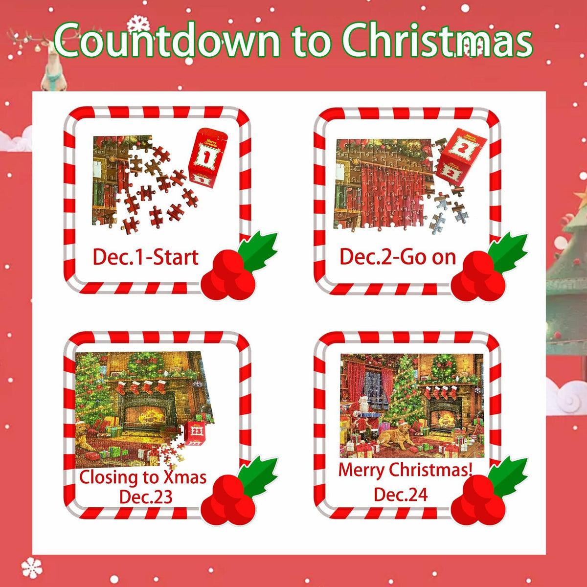 Puzzle Advent Calendar 2024 1008PCS 24 Days Countdown 27.56x19.68 Inch