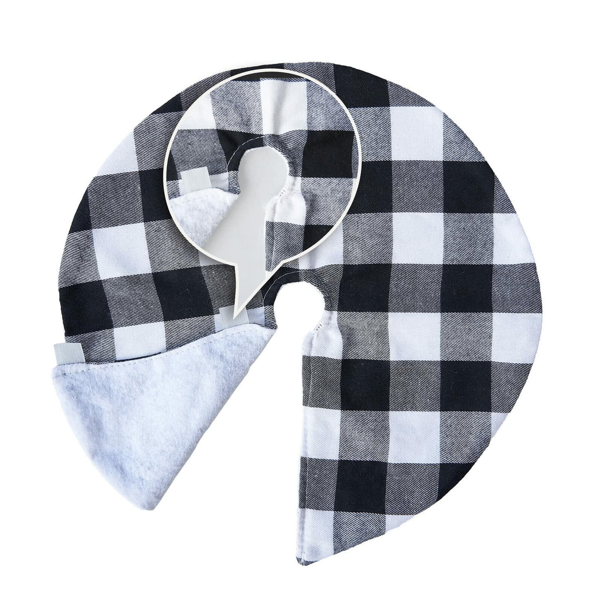 4 Pack Christmas Tree Skirt 15" Black White Buffalo Plaid Holiday Decor