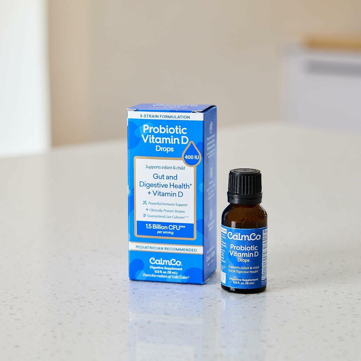 CalmCo Probiotic Vitamin D Drops Infant Child Gut Health Unflavored 15ml 1pc