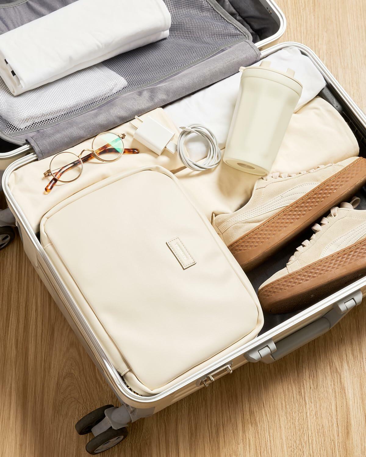 Yikisite Travel Toiletry Bag Hanging Hook Water-resistant Large Beige
