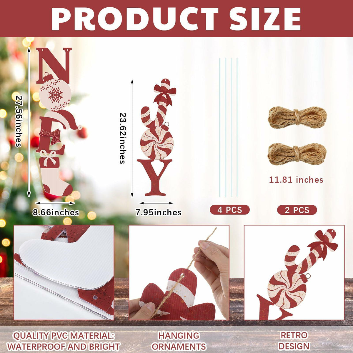 Memorywuu Christmas Noel & Joy Yard Signs 2 Pcs with Stakes Outdoor Decor