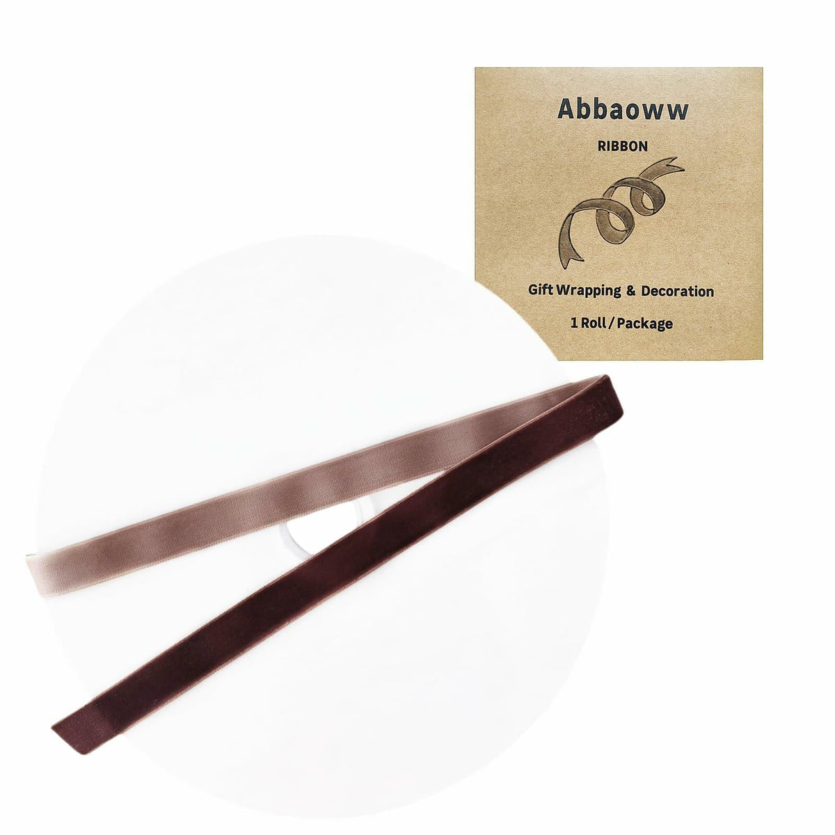 Abbaoww Coffee Velvet Ribbon 5/8 Inch 25 Yards Single Face Velvet Ribbon