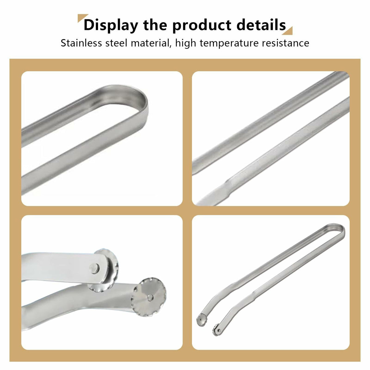 QKFU Stainless Steel BBQ Rotating Tongs for Meat and Vegetables 15 Inch