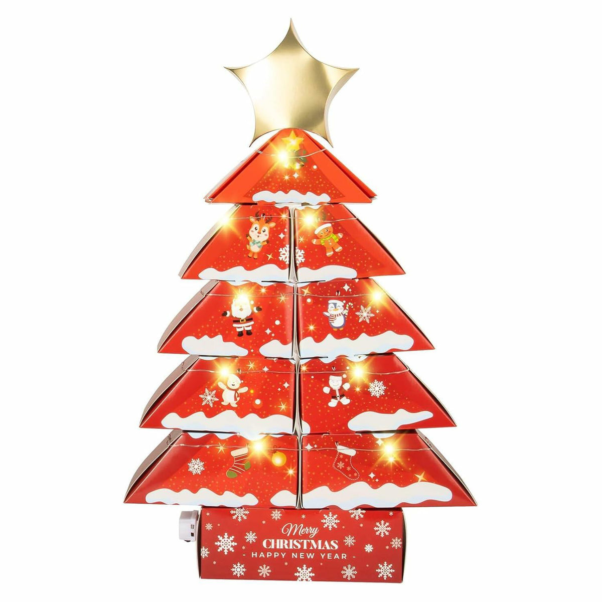 Decoration Boxes Tree Shape LED Light Gift Boxes 19.8x13.6x2.6in Set of 11