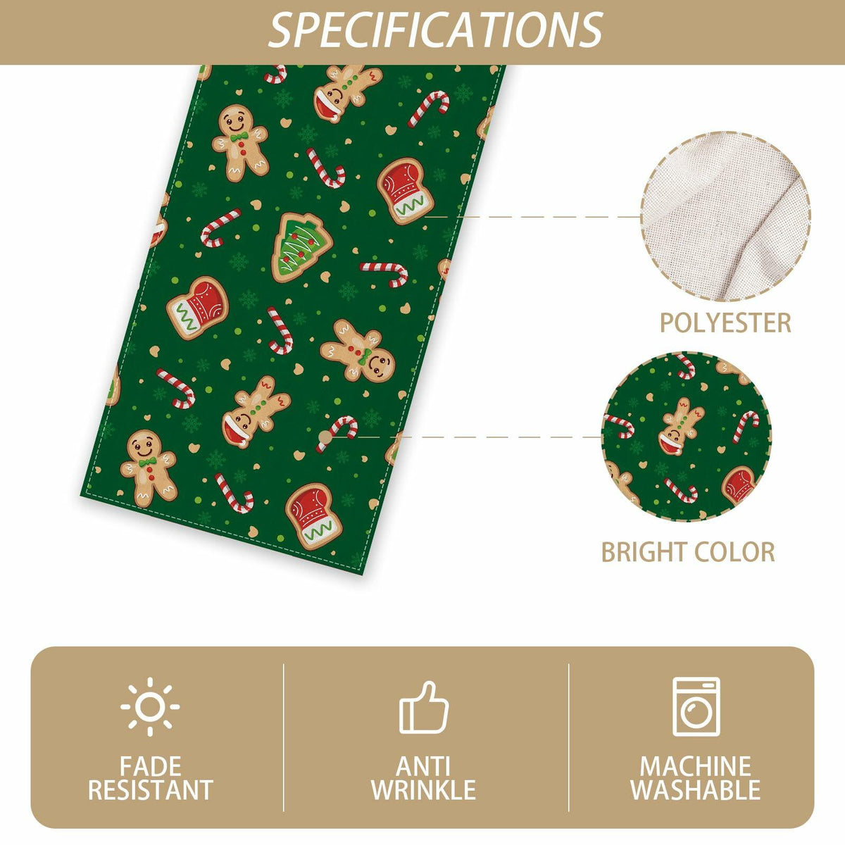Rvsticty Linen Christmas Table Runner Winter Xmas Decorations 13x72"