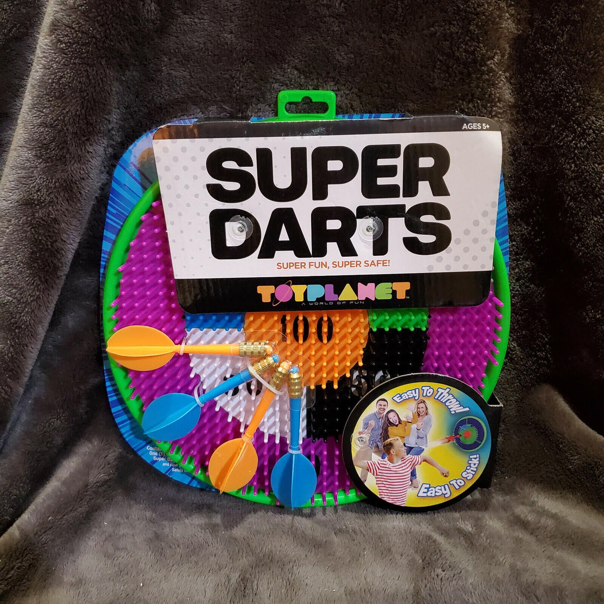 Big Time Toys Super Dart Board Darts Easy Throw Easy Stick Multi-Color